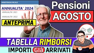 📌 PENSIONI AGOSTO 2024 ✅ VERIFICA in ANTEPRIMA IMPORTI RIMBORSI 730 INCREMENTI CONGUAGLI CEDOLINO [upl. by Selwin732]