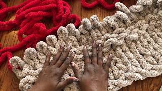 How to hand knit a Chunky Chenille Throw for less than 40 [upl. by Leihcim]