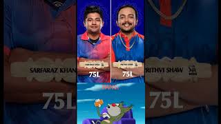 Sarfaraz Khan and Prithvi Shaw set their Base Price as 75 Lakhs In IPL Mega Auction 2025 shorts [upl. by Elleret]