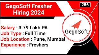 GegoSoft Fresher Hiring 2024  Job Vacancy  GegoSoft Degree Computer Science Jobs [upl. by Eecram]