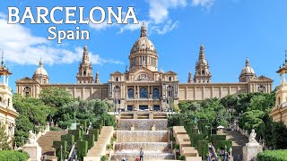 🇪🇸 Walking in BARCELONA 4K Parc de Montjuic tour Spain [upl. by Raknahs]