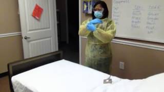 CNA Skill  8 Donning and Doffing PPE gloves gown goggles mask [upl. by Nyahs]