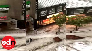 Powerful hailstorm brings winter to Finland as record heatwave strikes Europe [upl. by Eiramanad]