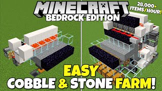 Minecraft Bedrock EASY Cobblestone amp Stone Farm Tutorial 28000 ItemsHour MCPE Xbox PS5 PC [upl. by Ortiz]