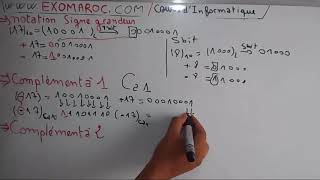 EP 06 Informatique S1codage notation signe grandeur complément à 1 et à 2 darija [upl. by Renferd]