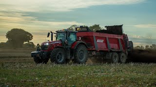 Massey Ferguson 8735 S avec un épandeur Pérard  ETA Jérôme Martineau [upl. by Acherman]