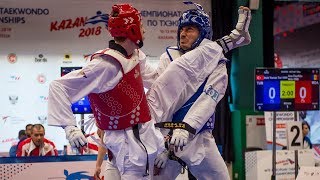 Yunus Sari TUR vs Maksim Khramtcov RUS European Taekwondo Championships Kazan2018 [upl. by Bryon]