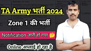 Zone 1 की TA Army Bharti 22 सितंबर से kalka में 🤔  ta army bharti 2024  Territorial Army 2024 Form [upl. by Decker]