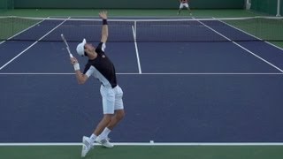 Novak Djokovic Serve In Super Slow Motion 3  Indian Wells 2013  BNP Paribas Open [upl. by Esya680]