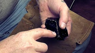 Abo Flint Knapping HowWhere To Start On A Chunky Piece Of Obsidian [upl. by Aelgna]