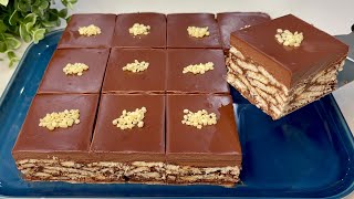 La torta più deliziosa di biscotti e cioccolato  niente COTTURA basta solo 10 minuti [upl. by Erdnad134]