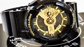 Casio GSHOCK GA110GB1A REVIEW  How To Set Time  LIGHT DISPLAY [upl. by Salem]