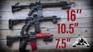 VELOCITY TEST  75quot vs 105quot vs 16quot AR15 [upl. by Sands851]