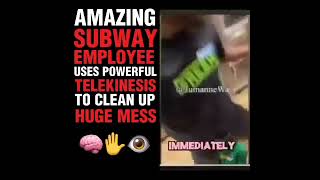 AMAZING SUBWAY EMPLOYEE USES POWERFUL TELEKINESIS TO CLEAN UP HUGE MESS [upl. by Eatnahs]