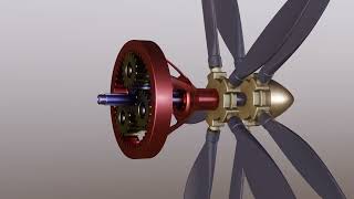 Contra rotating propellers with a planetary gearbox [upl. by Ecnerwaled949]