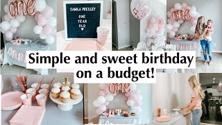 Simple and cute birthday party on a budget  1st bday ideas  party decorations from dollar tree [upl. by Jenkins]