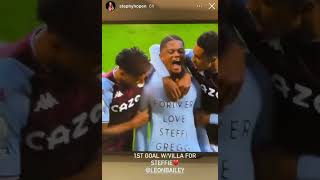 Leon Bailey GF reacts to him scoring his first goal for Aston VIlla [upl. by Ahselak925]