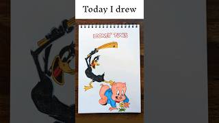 How to Draw Daffy Duck amp Porky Pig  Looney Tunes  Day 33  100 Days of Sketching 100dayschallenge [upl. by Lraed]