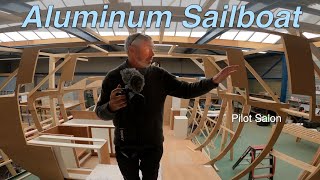 Boat Tour ALUMINUM Sailboat Pt 15  INTERIOR Layout Enksail Orion 49  LEWMAR Factory Tour  EP 236 [upl. by Aidin]