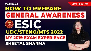 How To Prepare General Awareness for ESIC UDCMTSSteno 202122  ESIC UDCMTSSteno GA Strategy [upl. by Tarton]