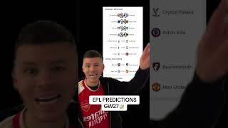 EPL PREDICTIONS GW27📝footballpredictions premierleague arsenal manutd liverpool mancity epl [upl. by Kciv339]