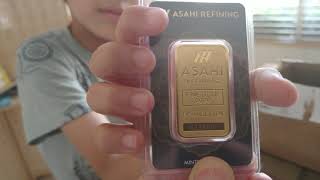 Asahi 1 oz Gold bar and 1oz Silver Britannia coin unboxing [upl. by Nick42]