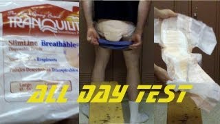 wearing Tranquility Slimline® Breathable adult diapers Test and review [upl. by Kwapong281]