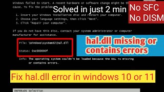 Quick Fix Resolve Haldll Blue Screen in Windows 10 in 2 Minutes No SFC or DISM [upl. by Alessandra]