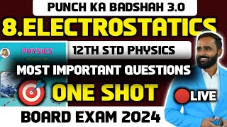 12th PHYSICS8 ELECTROSTATICSONE SHOTMOST IMPORTANT QUESTIONSBOARD EXAM 2024PRADEEP GIRI SIR [upl. by Mastat]