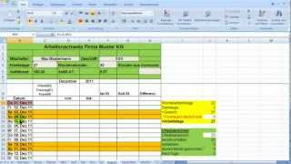 Excel  Zeiterfassung Wochentage bedingt formatieren [upl. by Ylevol]