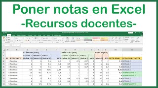 Poner notas calificaciones con Excel para docentes fórmulas y preparar archivo [upl. by Maggie]