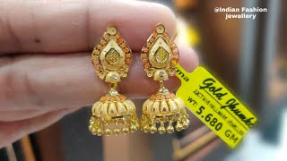 सोने में आधे तोले के वज़न में झुमकी के डिज़ाइन कीमत के साथ  Gold light weight jhumki design 2021 [upl. by Og]