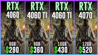 RTX 4060 vs RTX 4060 TI vs RTX 4060 TI 16GB vs RTX 4070  Test in 15 Games [upl. by Farl]