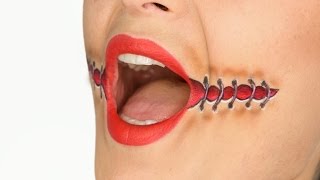 STITCHED MOUTH FACE PAINT HalloweenXTRA 10 [upl. by Fernandez]