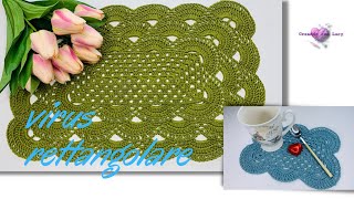 TUTORIAL PIASTRELLA RETTANGOLARE VIRUS CENTRO TAVOLA VIRUS RETTANGOLARE crochetvirus [upl. by Lilllie]