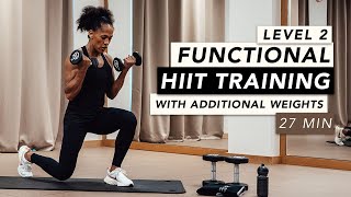 HOME WORKOUT  27 MINUTES FUNCTIONAL HIIT TRAINING LEVEL 2  REBECCA BARTHEL [upl. by Attolrac225]