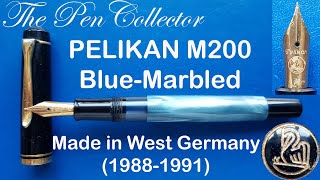 PELIKAN M200 Blue Marbled West Germany Fountain Pen Review [upl. by Namielus]