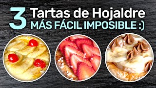 TARTA de MANZANA🍎 3 IDEAS⚡️RECETA RÁPIDA Hojaldre  Crema Pastelera y Frutas  La Cocina de Sandy [upl. by Sollie433]