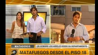 Tirando matafuegos desde el piso 18  Telefe Noticias [upl. by Yrocal]