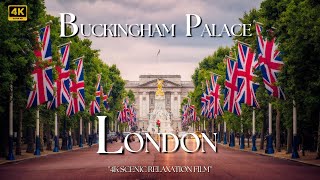 Flying over Buckingham Palace London in UK  Made with Google Earth Studio buckinghampalace 4k [upl. by Karil]