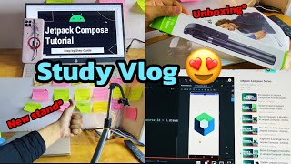 8 Hours Study vlog Unboxing🎀✨Software engineer 👨🏻‍💻 dsa kotlin android development productive [upl. by Ecille410]