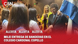 JAVIER MILEI participa de la ENTREGA de BANDERAS en el COLEGIO CARDENAL COPELLO [upl. by Adimra]