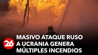 Masivo ataque ruso a Ucrania genera múltiples incendios [upl. by Ennaeilsel]