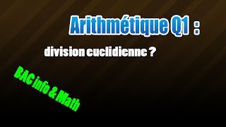 01arithmétique  division euclidienne PGCD PPCM [upl. by Sitoiyanap]