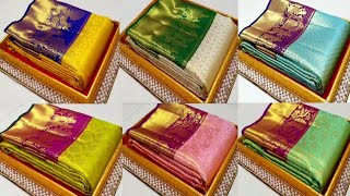 Pure Kanchipuram silk pattu sarees with priceWedding collectionJhanvika Fashions amp Vlogs [upl. by Thomson550]