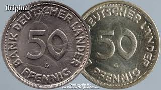 Vorsicht vor Münzfälschungen  50 Pfennig Bank Deutscher Länder 1950  Original und Fälschung  BDL [upl. by Okimat]