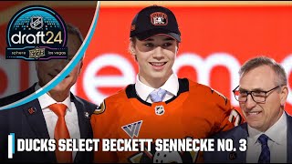 The Anaheim Ducks select Beckett Sennecke with the No 3 pick  2024 NHL Draft [upl. by Mukerji]