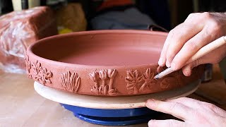 Making a Wide Serving Bowl with Floral Decoration [upl. by Studnia]