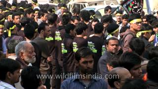 Shia Muslims gathering to participate in the Tazia procession [upl. by Akilak]