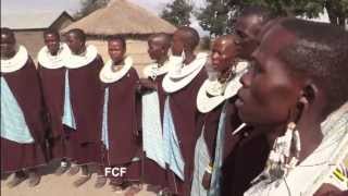 A Tanzanian Maasai tribes singing and jumping dance in their boma [upl. by Hareehahs]